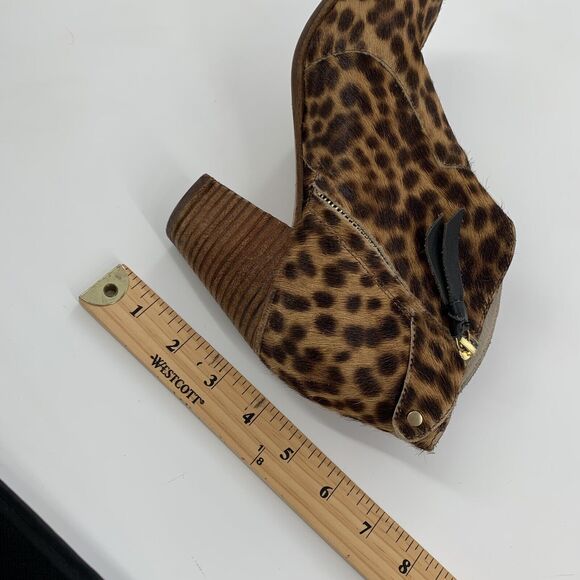 Boden Hoxton Calf Hair Leopard Print Ankle Boots 38 7 Womens Brown Low Booties - Picture 6 of 10